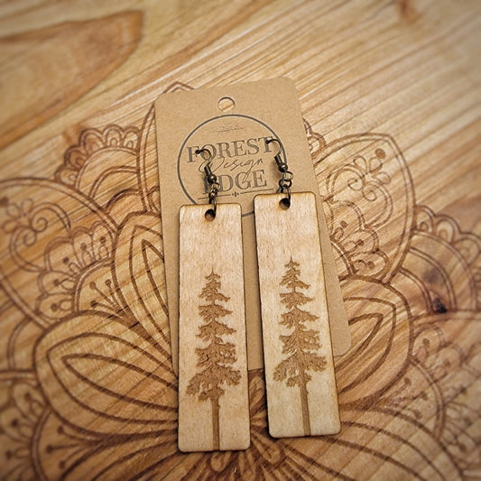 Evergreen Tree Wooden Earrings