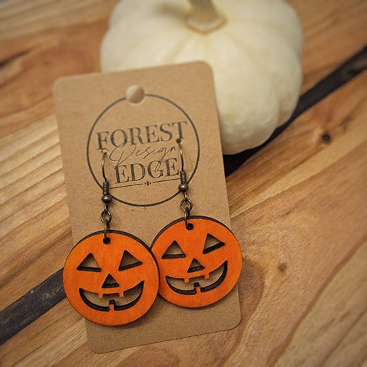 Pumpkin Dangle Wood Earrings